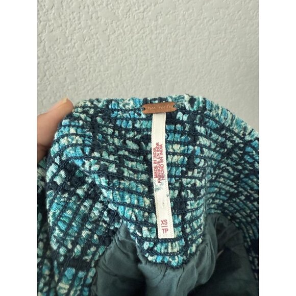 Free People Say Its So Shorts Cotton Smocked Blue Flowy Floral Coquette XS - Picture 7 of 8